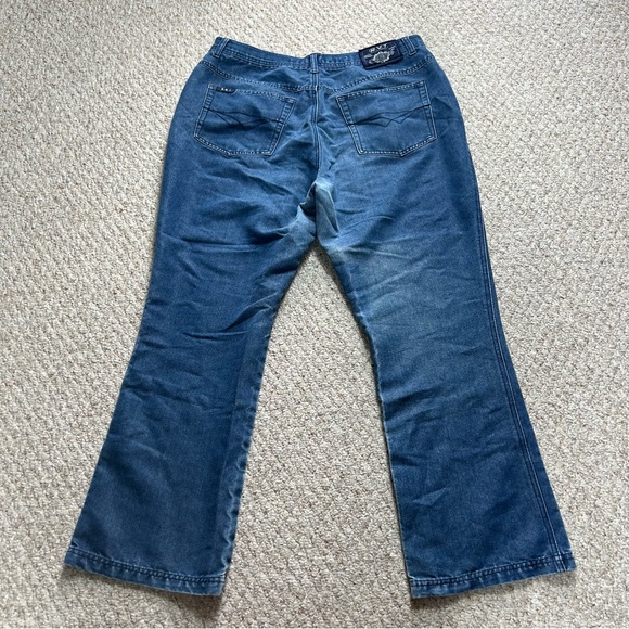 RVT Bootcut Blue Jeans Juniors 19 High Rise Medium Wash Denim Relaxed Flared - Picture 3 of 11